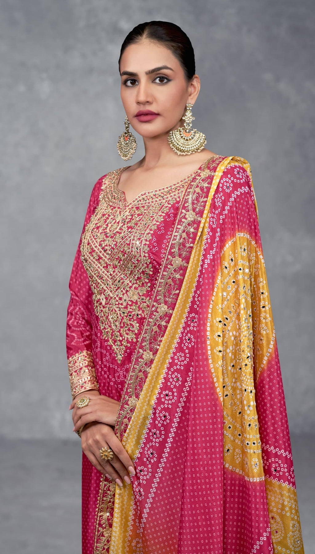Anaita Pink Digital Printed Chinon Embroidered Sequence Work Ready Made Suit - Distacart