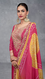 Anaita Pink Digital Printed Chinon Embroidered Sequence Work Ready Made Suit - Distacart