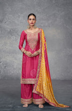 Anaita Pink Digital Printed Chinon Embroidered Sequence Work Ready Made Suit - Distacart