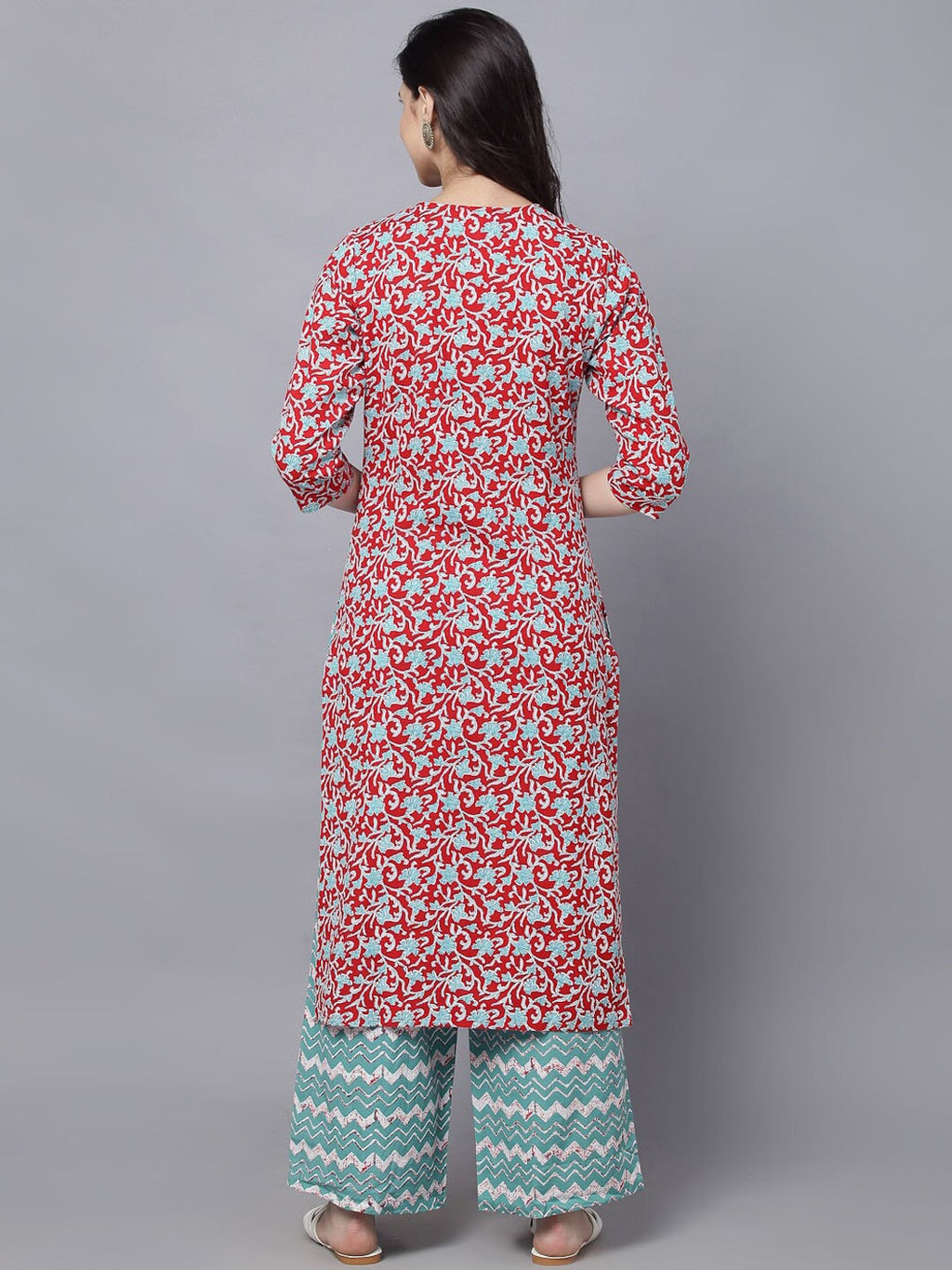 HERE&NOW Women Maroon Printed Kurta With Palazzos