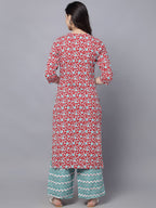 HERE&NOW Women Maroon Printed Kurta With Palazzos