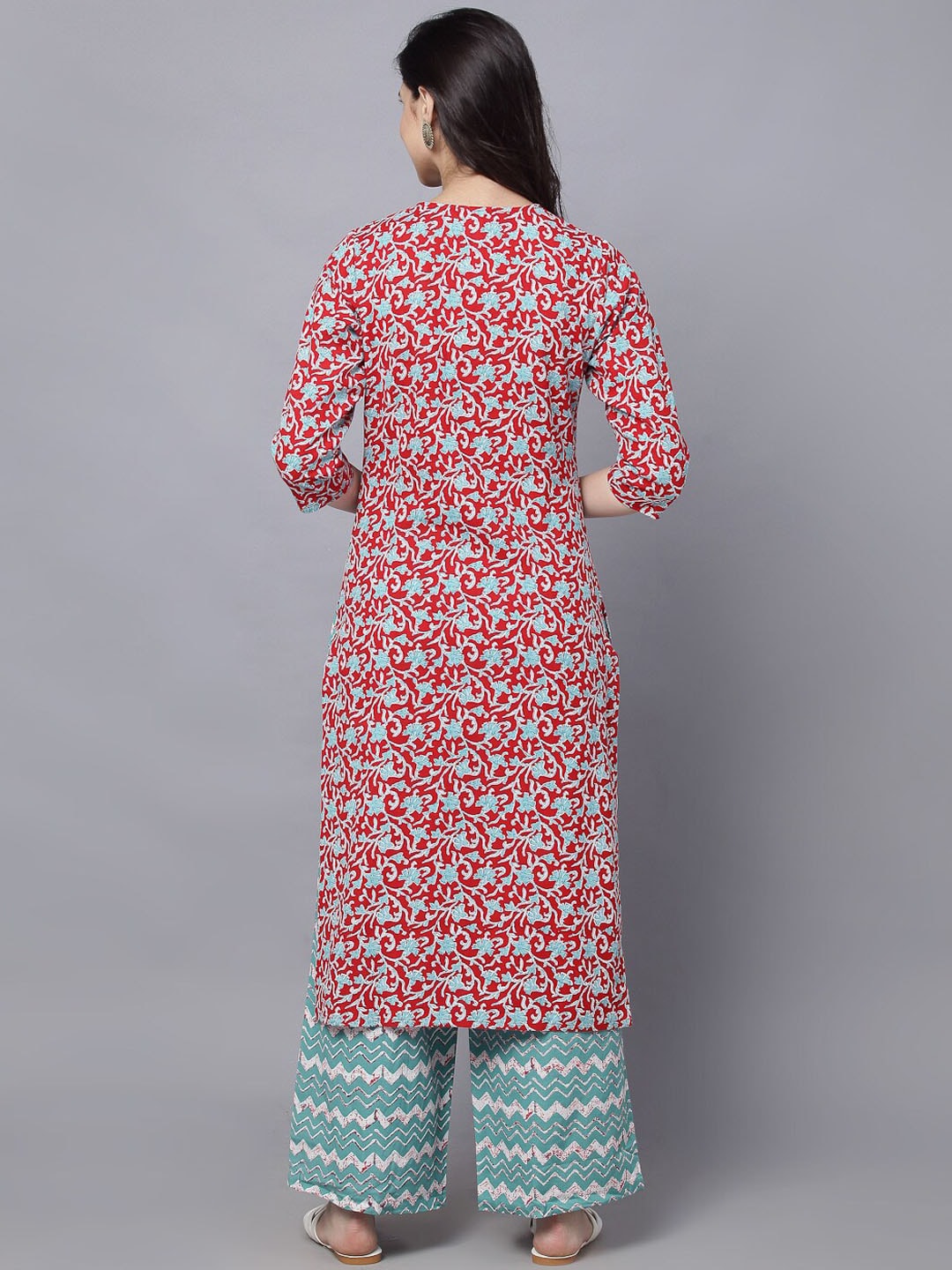 HERE&NOW Women Maroon Printed Kurta With Palazzos
