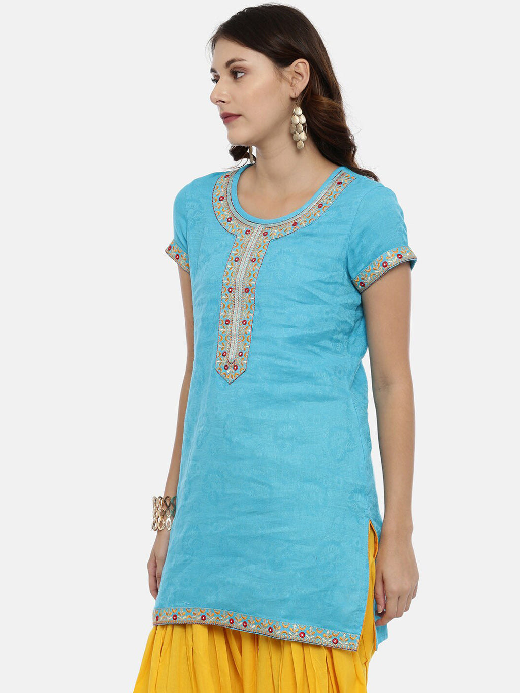 Souchii Women Blue Printed Floral Grandeur & Majestic Artwork Kurta - Distacart