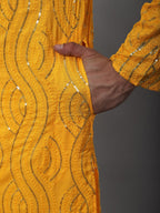 Sojanya Ethnic Motifs Embroidered Sequinned Pure Cotton Kurta