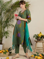 Indo Era Women Floral Printed Regular Beads and Stones Kurta with Trousers & With Dupatta - Distacart