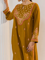 HOUSE OF KARI Floral Embroidered Chikankari Kurta With Palazzo