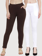 TAG 7 Women Pack Of 2 Solid Ankle-Length Straight-Fit Leggings
