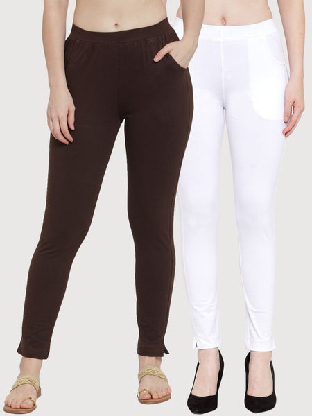 TAG 7 Women Pack Of 2 Solid Ankle-Length Straight-Fit Leggings