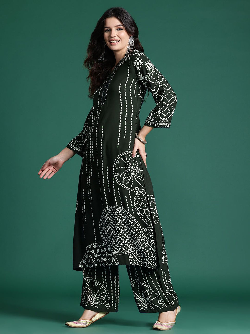 Indo Era Printed Beads & Stones Kurta with Trousers - Distacart