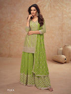 Anaita Green Chinon Sequence Embroidered Readymade Salwar Suit - Distacart