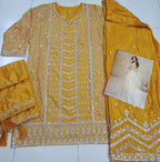 Anaita Yellow Chinon Sequence Embroidered Readymade Salwar Suit - Distacart