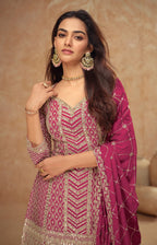 Anaita Pink Chiffon Sequins Embroidered Readymade Salwar Suit - Distacart