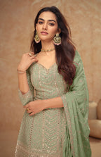 Anaita Light Green Chinon Sequence Embroidered Readymade Salwar Suit - Distacart