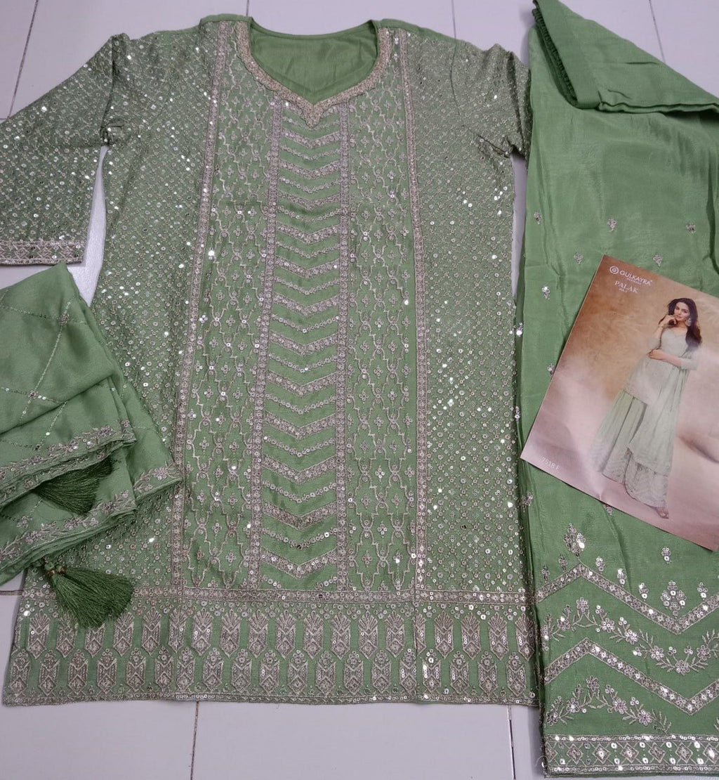 Anaita Light Green Chinon Sequence Embroidered Readymade Salwar Suit - Distacart