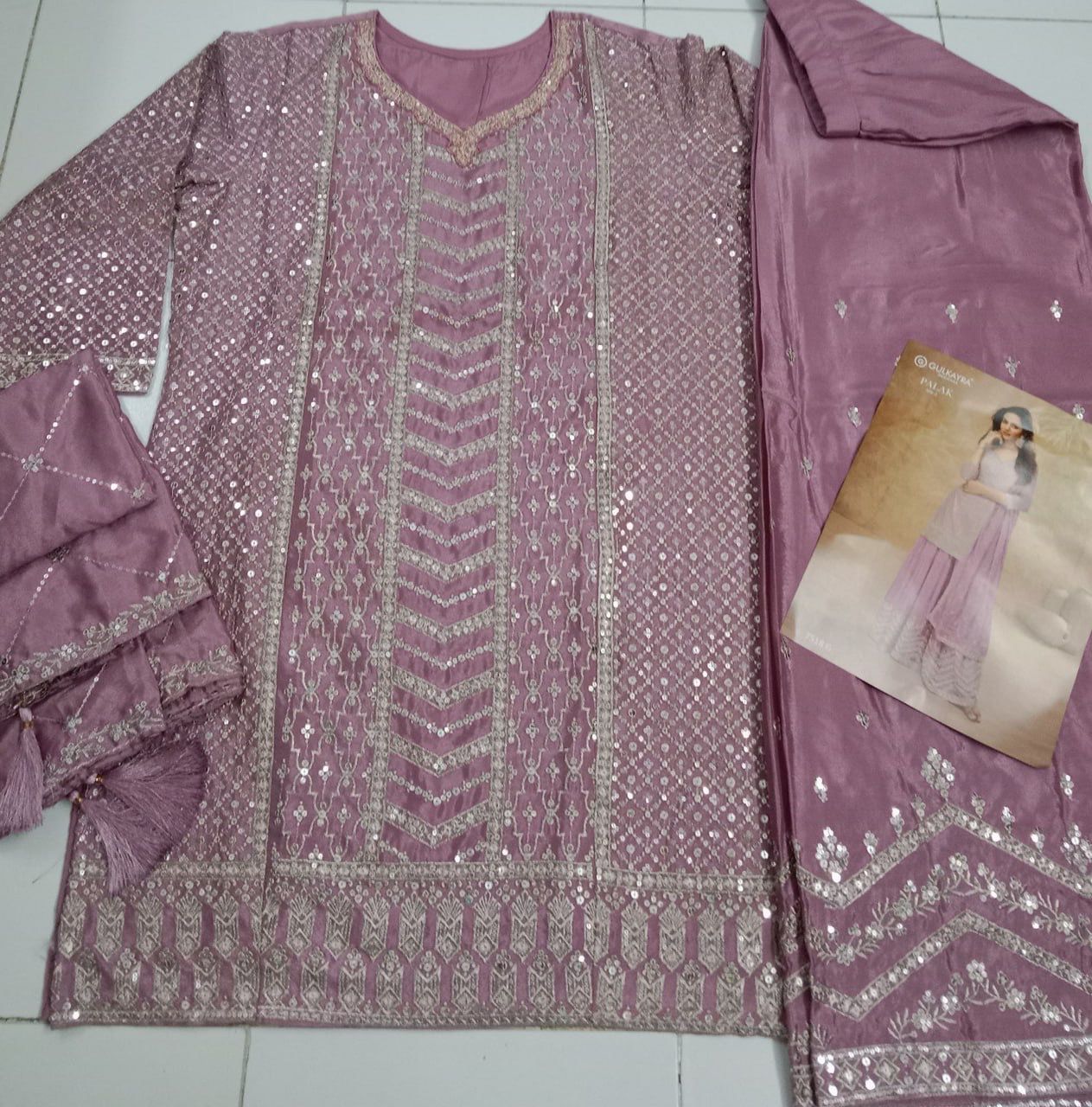 Anaita Light Pink Chiffon Sequin Embroidered Readymade Salwar Suit - Distacart