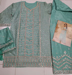 Anaita Sky Blue Chinon Sequence Embroidered Readymade Salwar Suit - Distacart