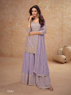 Anaita Light Lavender Chinon Sequence Embroidered Readymade Salwar Suit - Distacart