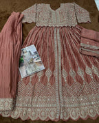Anaita Chiku Chinon Silk Stitched Anarkali Suit With Embroidered & Sequined Work - Distacart