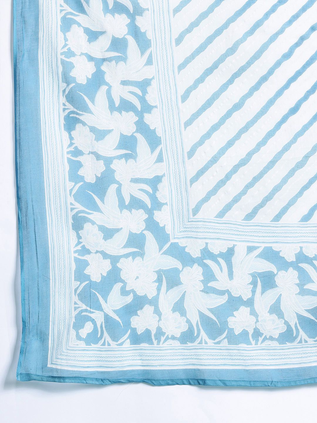 Indo Era Floral Printed Pure Cotton Kurta with Trousers & With Dupatta - Distacart