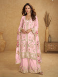 Anaita Pink Chinon Stitched Suit With Embroidered Sequins & Mirror Work - Distacart