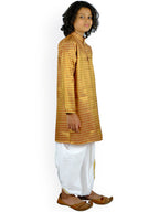 Sethukrishna Boys Yellow & Red Printed Kurta with Dhoti Pants