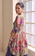 Anaita Purple Chinon Stitched Plazzo Suit With Embroidery Work - Distacart