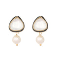 Nuyug 22K Gold Plated Kundan Stone Ethnic Mini Pearl Drop Studs - Distacart