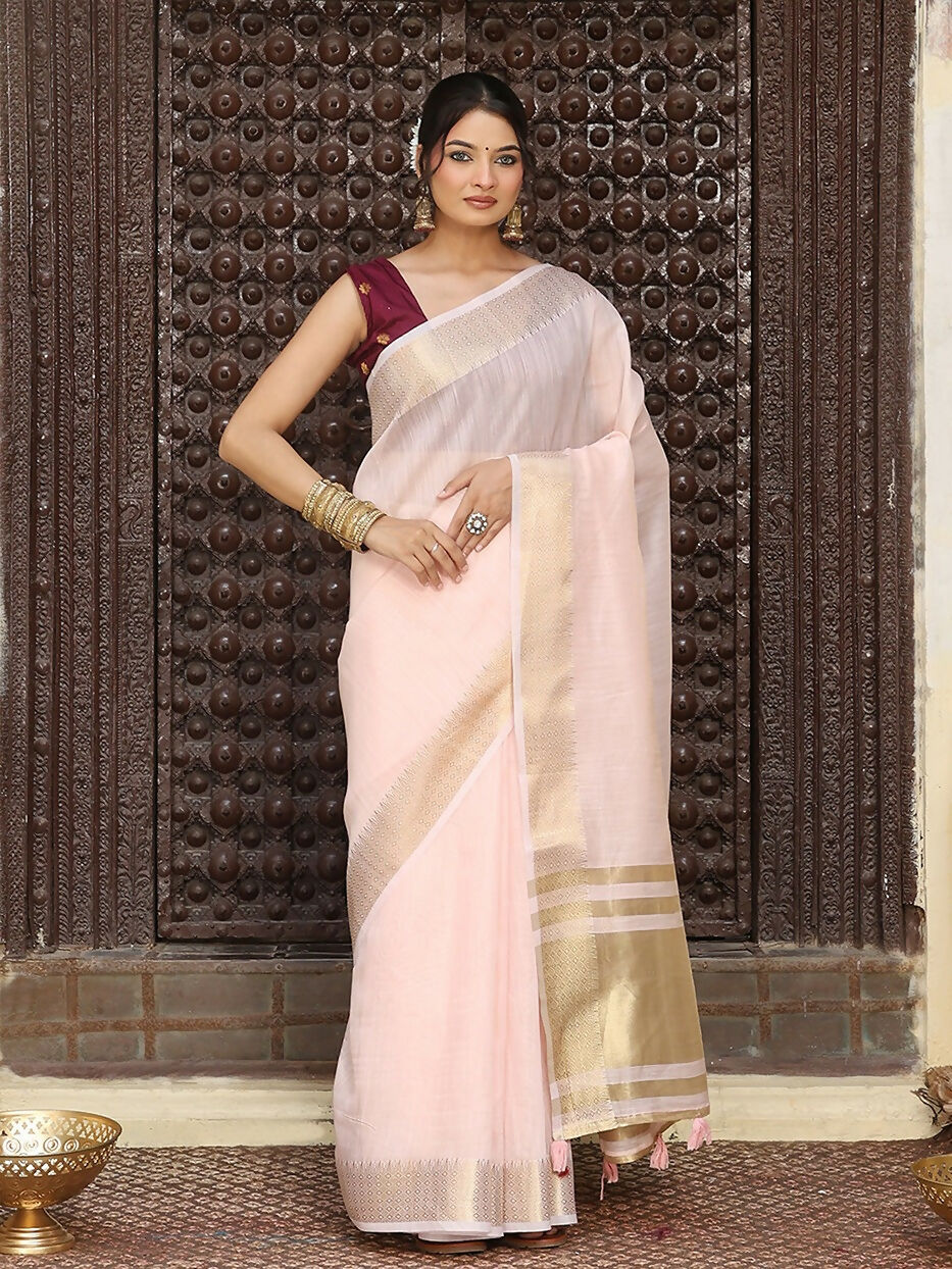 Shree Shyam Fashion Light Pink Cotton Saree - Distacart