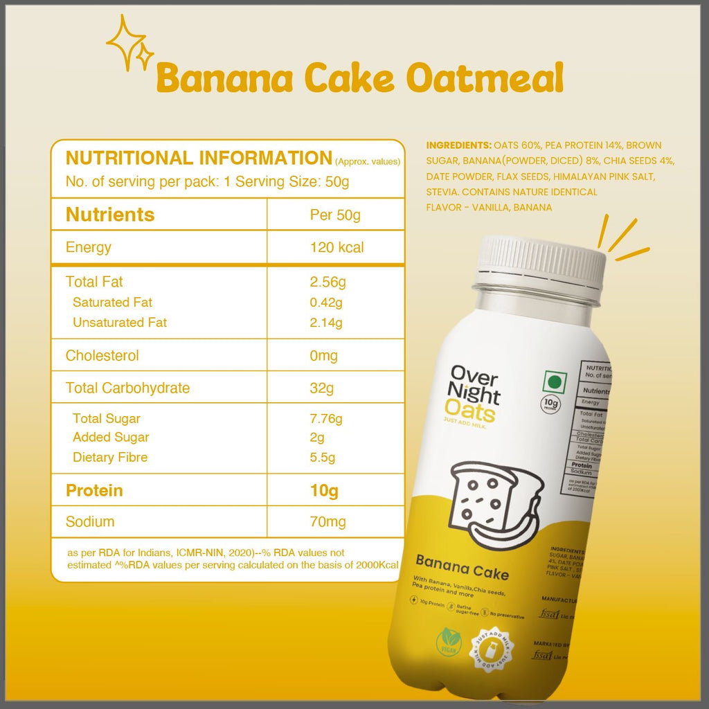 OverNightOats Vegan Banana Cake Oatmeal - Distacart