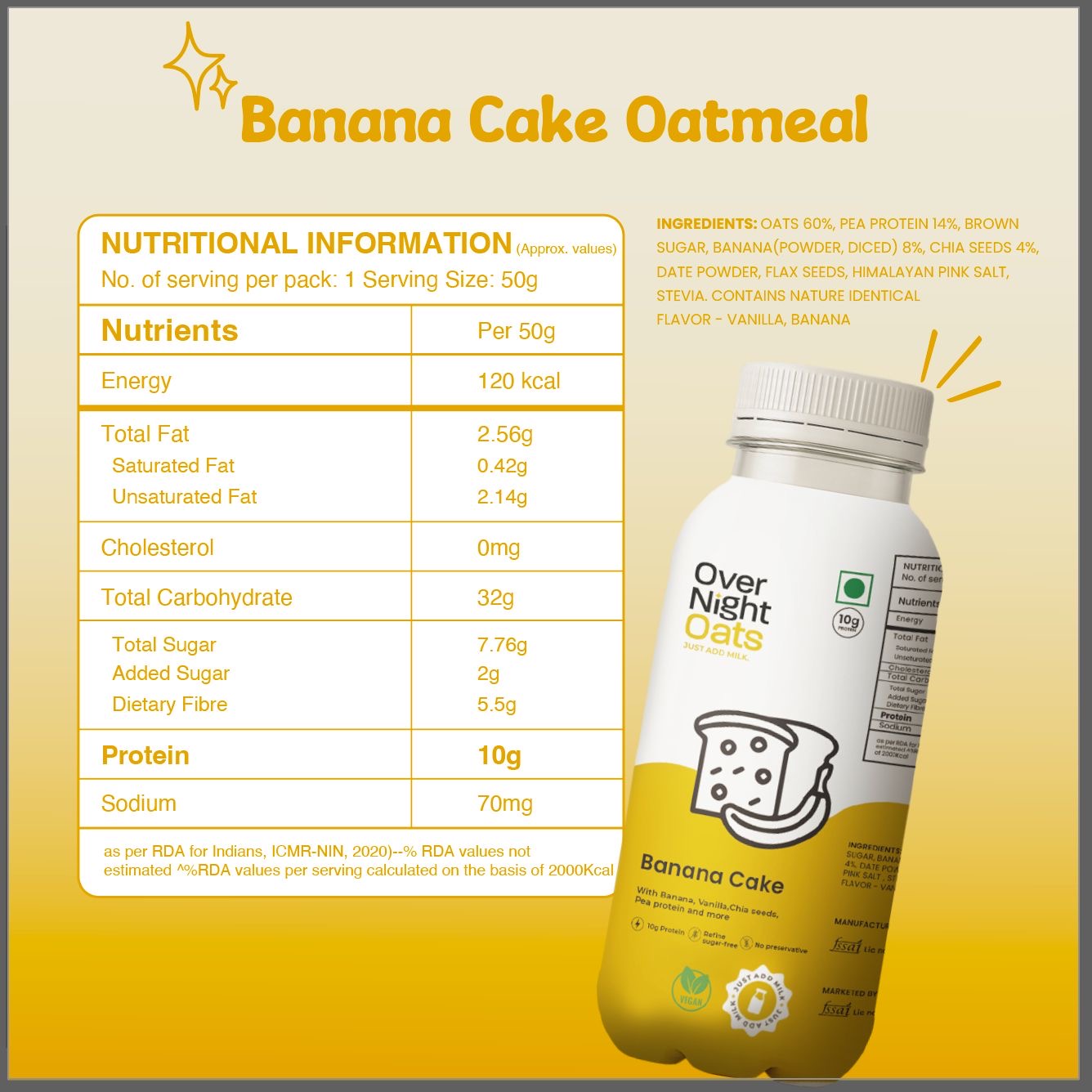 OverNightOats Vegan Banana Cake Oatmeal - Distacart