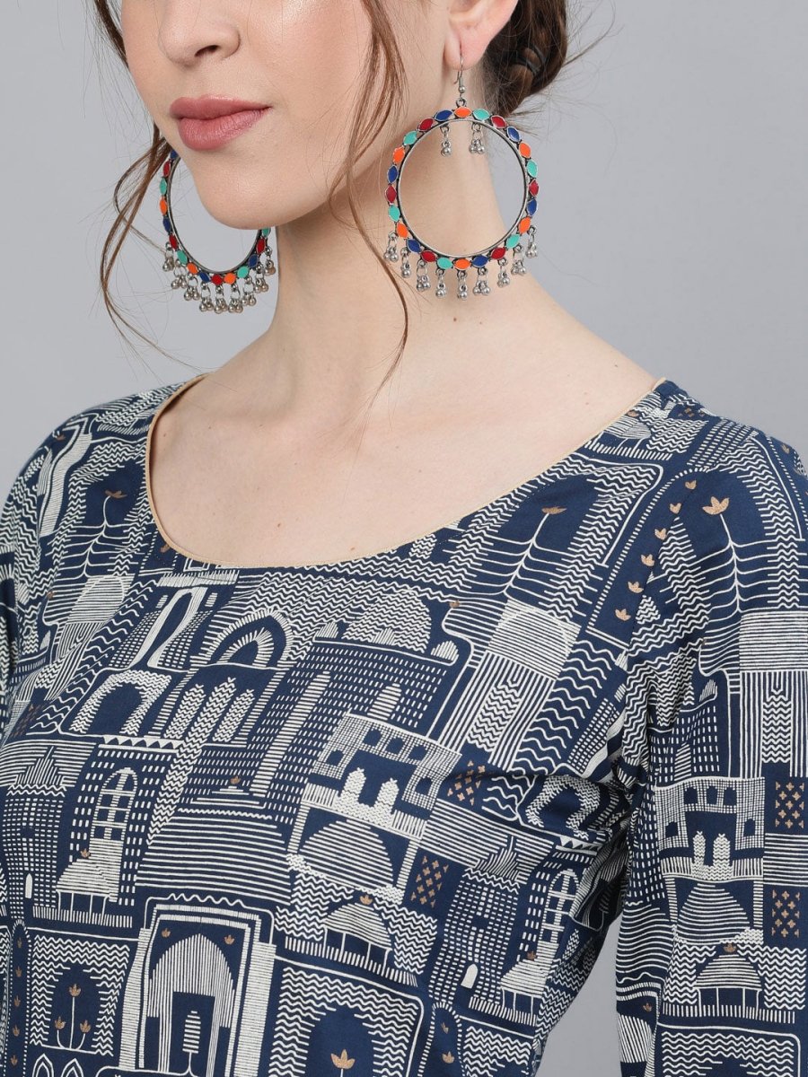 Aks Ethnic Motifs Printed Pure Cotton Kurta With Palazzos