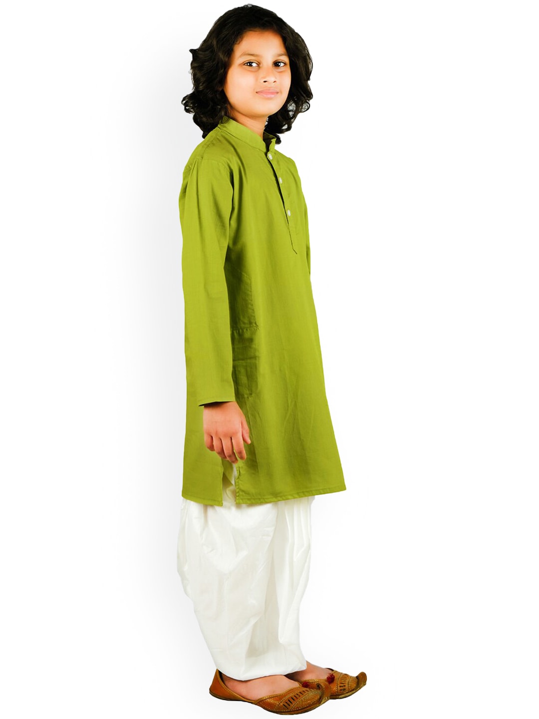 Sethukrishna Boys Green Pure Cotton Kurta with Dhoti Pant Set