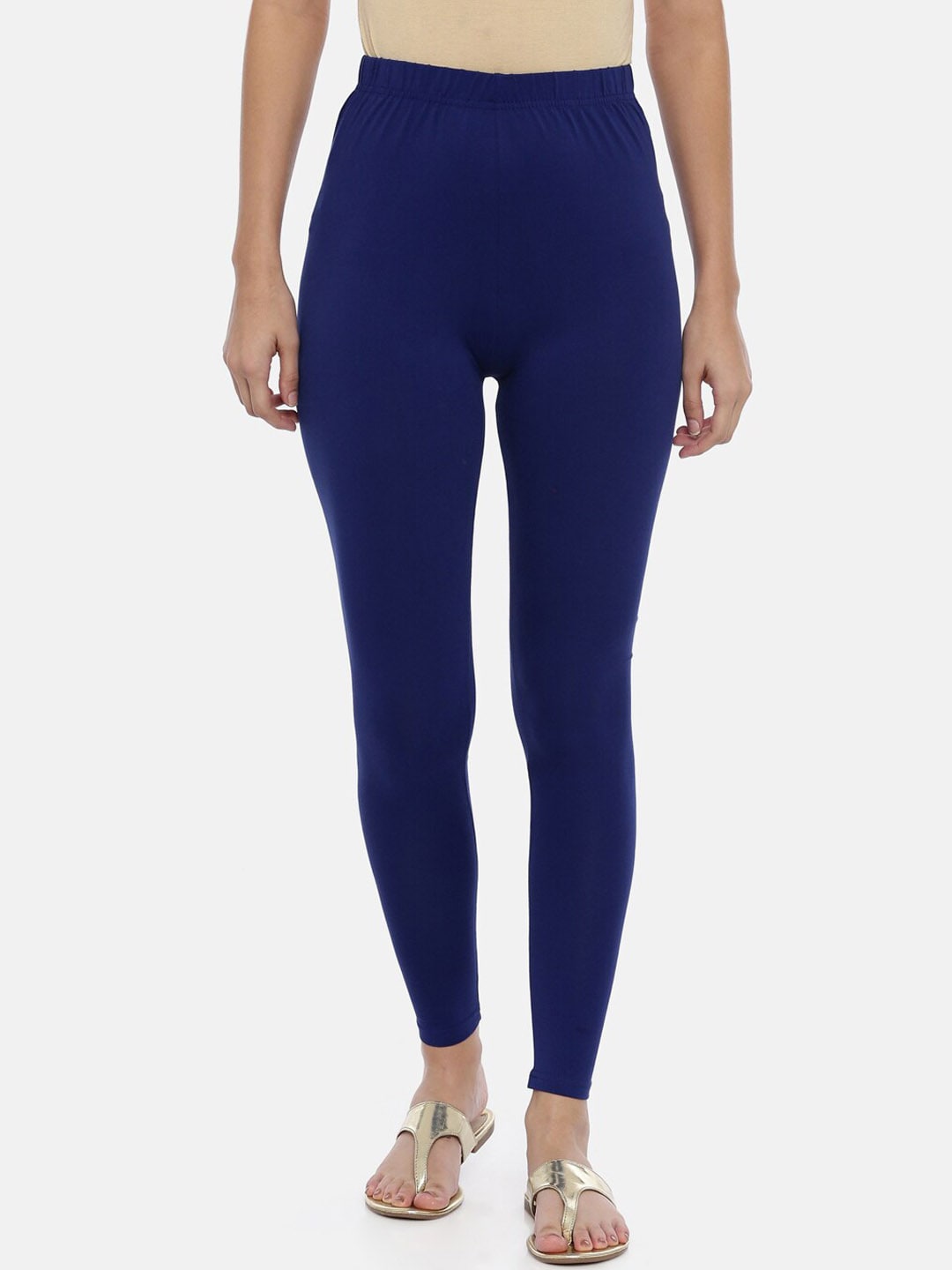 Souchii Women Navy Blue Solid Slim-Fit Ankle-Length Leggings - Distacart