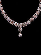 Saraf RS Jewellery Rose Gold-Plated American Diamond Studded Handcrafted Jewellery Set - Distacart