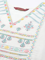 Sangria Ethnic Motifs Yoke Design Regular Thread Work Kurta with Trousers & With Dupatta
