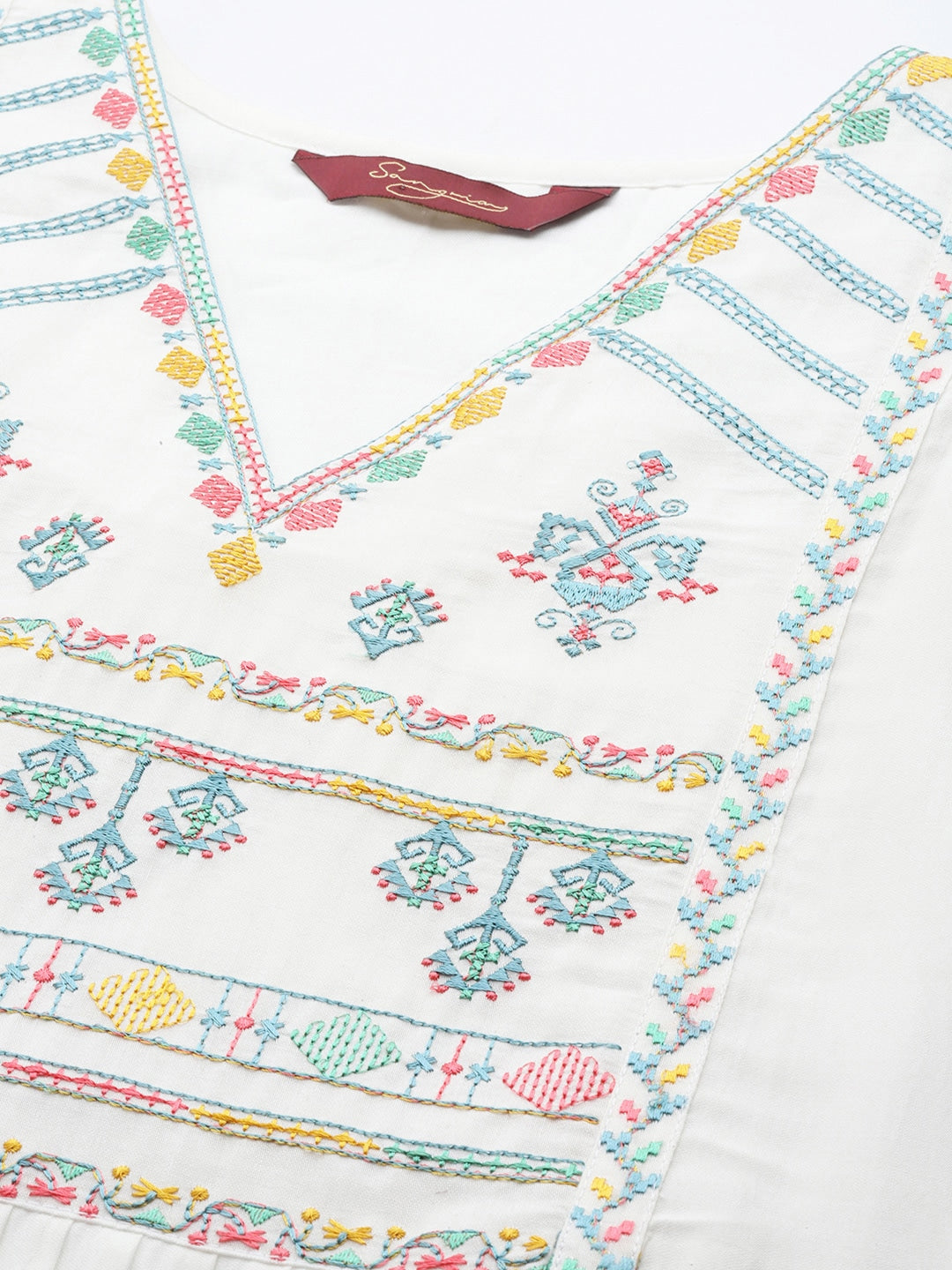 Sangria Ethnic Motifs Yoke Design Regular Thread Work Kurta with Trousers & With Dupatta