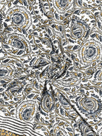 BELLA CASA Ethic White & Blue Printed Cotton 180 TC King Bedsheet with 2 Pillow Covers - Distacart