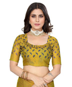 Vamika Blue Chiffon Brasso Bollywood Style Woven Saree (ALIZA BLUE) - Distacart