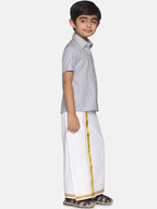 Sethukrishna Boys Grey & White Shirt with Dhoti