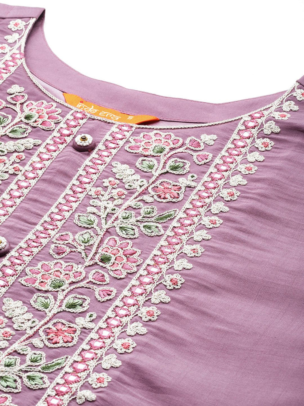 Indo Era Women Floral Yoke Design Regular Thread Work Kurta with Trousers & Dupatta - Distacart