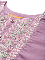 Indo Era Women Floral Yoke Design Regular Thread Work Kurta with Trousers & Dupatta - Distacart