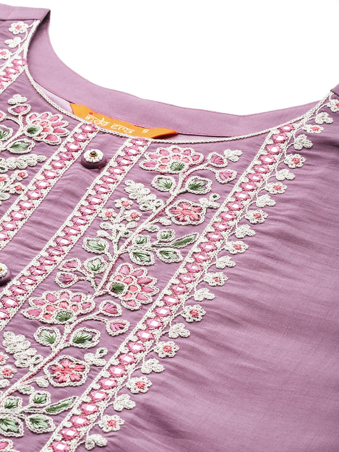 Indo Era Women Floral Yoke Design Regular Thread Work Kurta with Trousers & Dupatta - Distacart