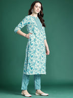 Indo Era Floral Printed Kurta with Trousers & Dupatta - Distacart
