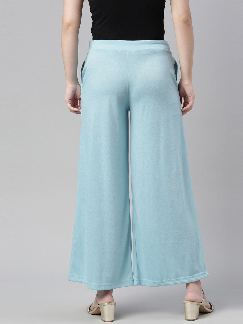 Souchii Blue Knitted Palazzos - Distacart