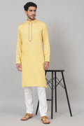 Neckline Embroidered Cotton Kurta by Hilo Design