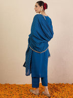 Indo Era Ethnic Motifs Embroidered Regular V-Neck Straight Kurta With Trousers & Dupatta - Distacart