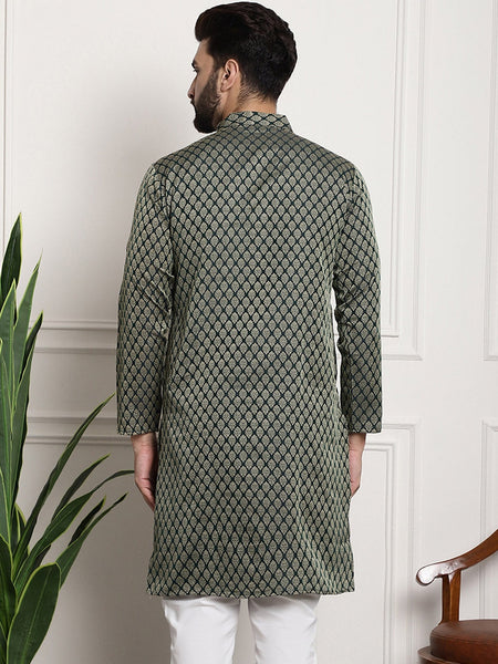 Sojanya Band Collar Ethnic Motifs Woven Design Kurta