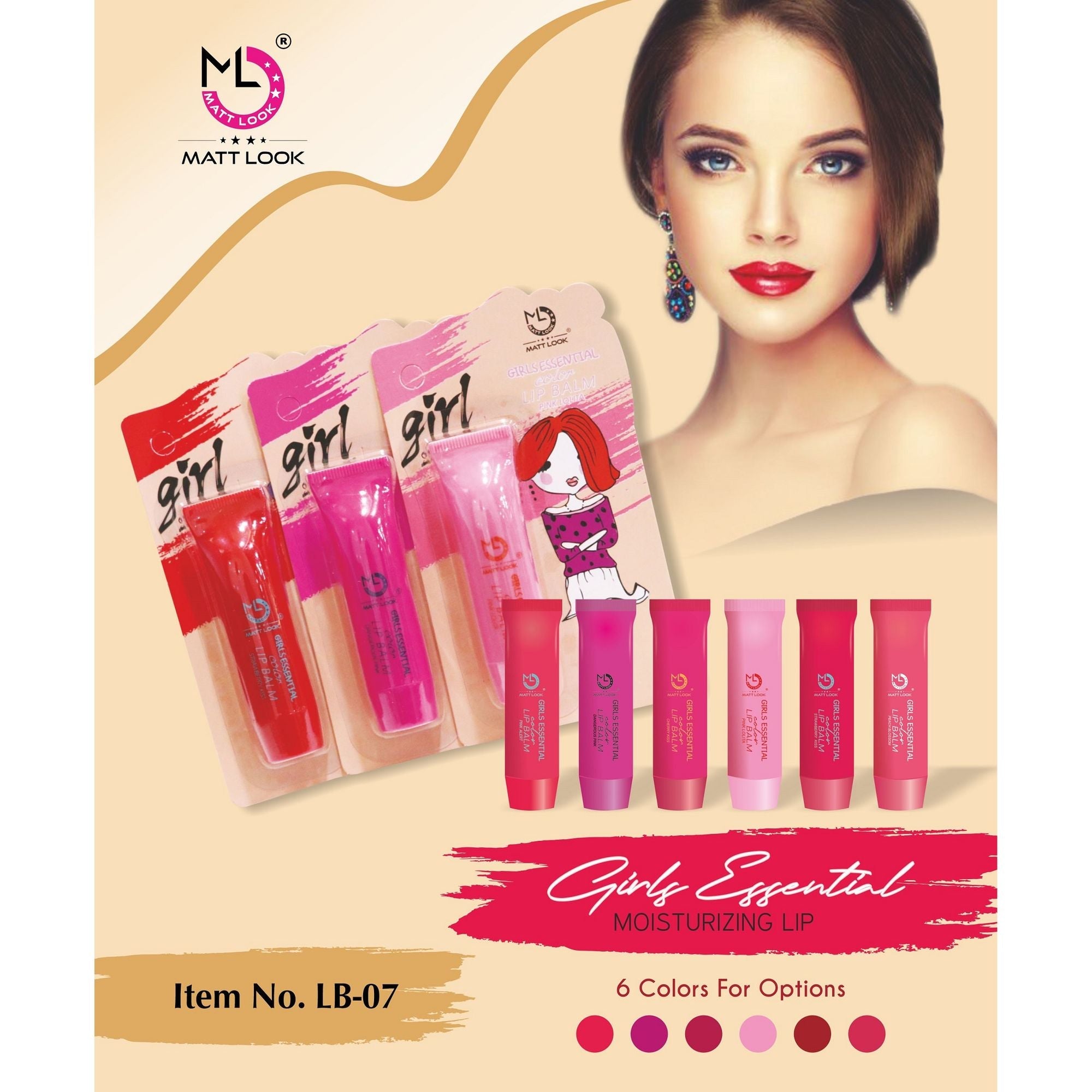 Matt Look Lip Makeup Girls Essential Color Moisturizing Lip Balm - Dangerous Pink
