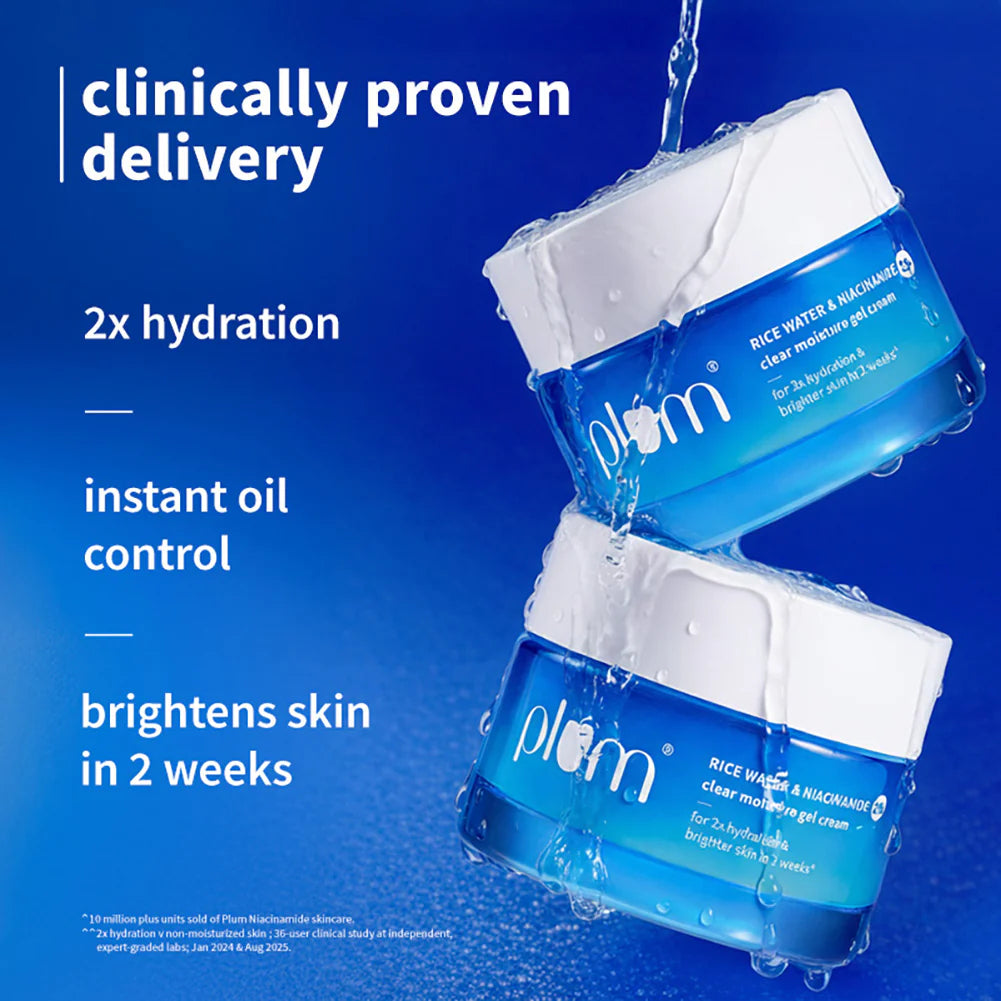 Plum 2% Niacinamide & Rice Water Daily Brightening Gel Cream - Distacart