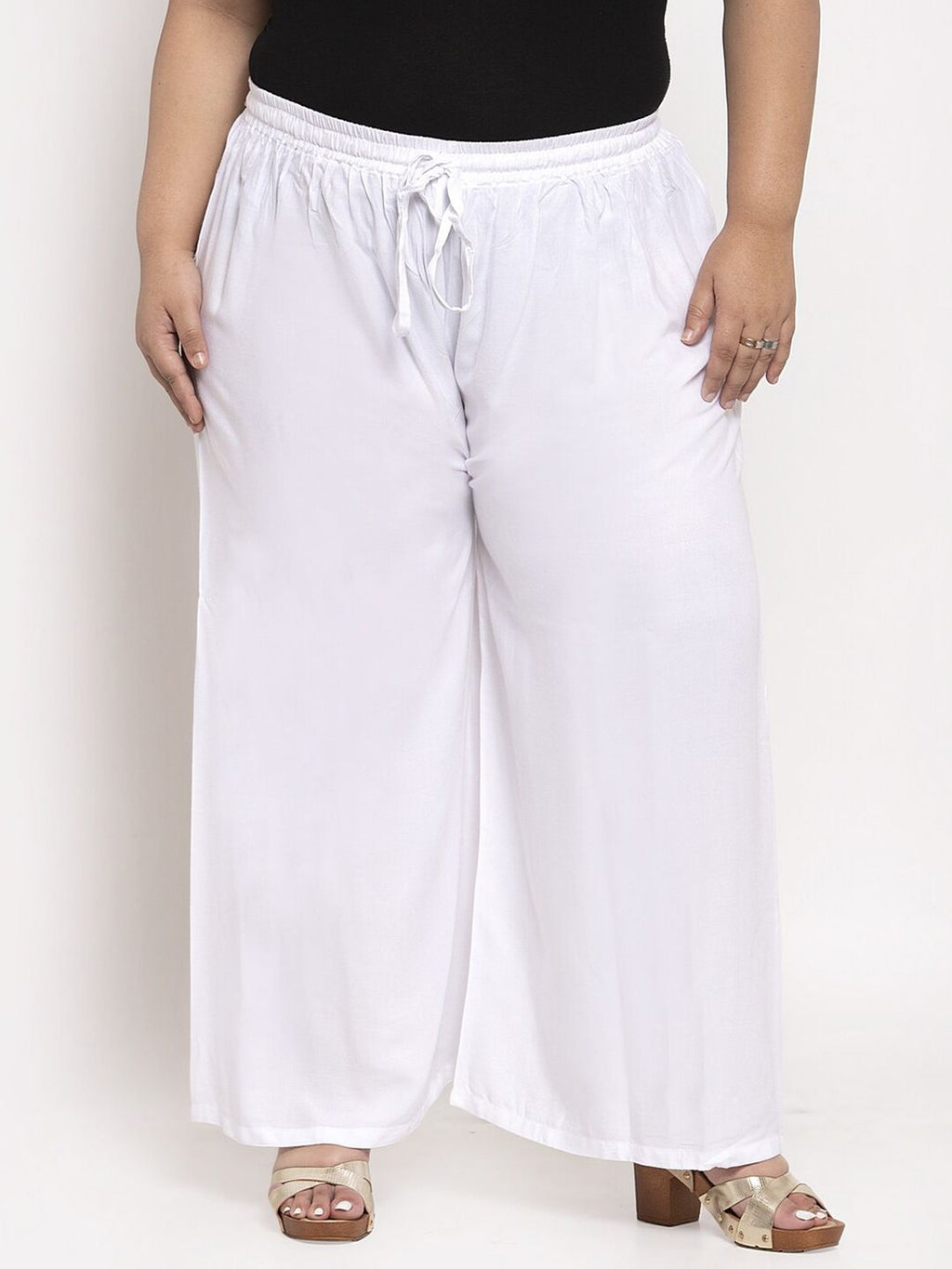 TAG 7 Women Plus Size Mid-Rise Wide Leg Palazzos